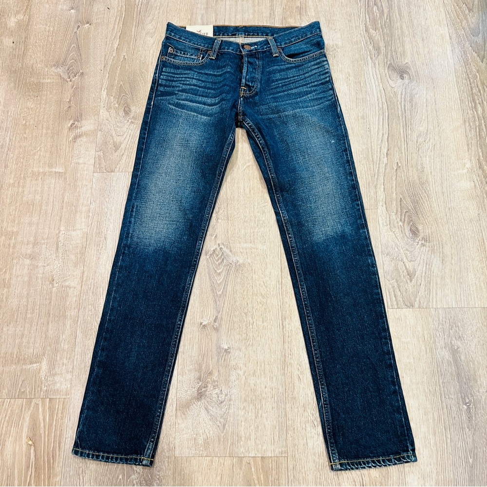 Hollister Men’s The Hollister Skinny Jeans blue denim Distressed Men's 30 x 32